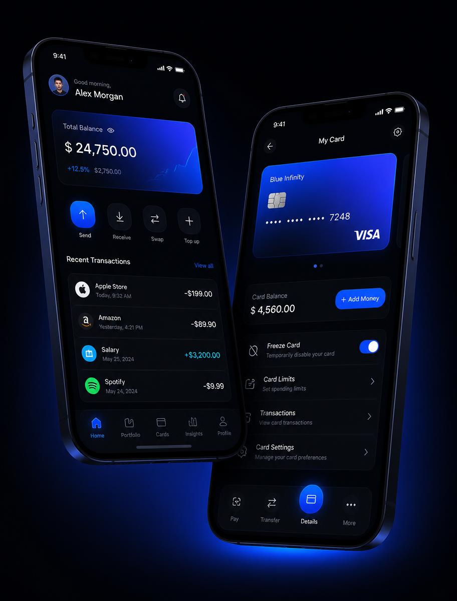 Blue Infinity — Fintech Mobile project by JetAni